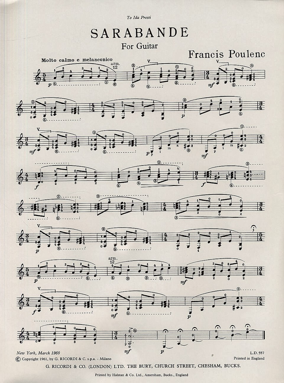 francis poulenc sarabande